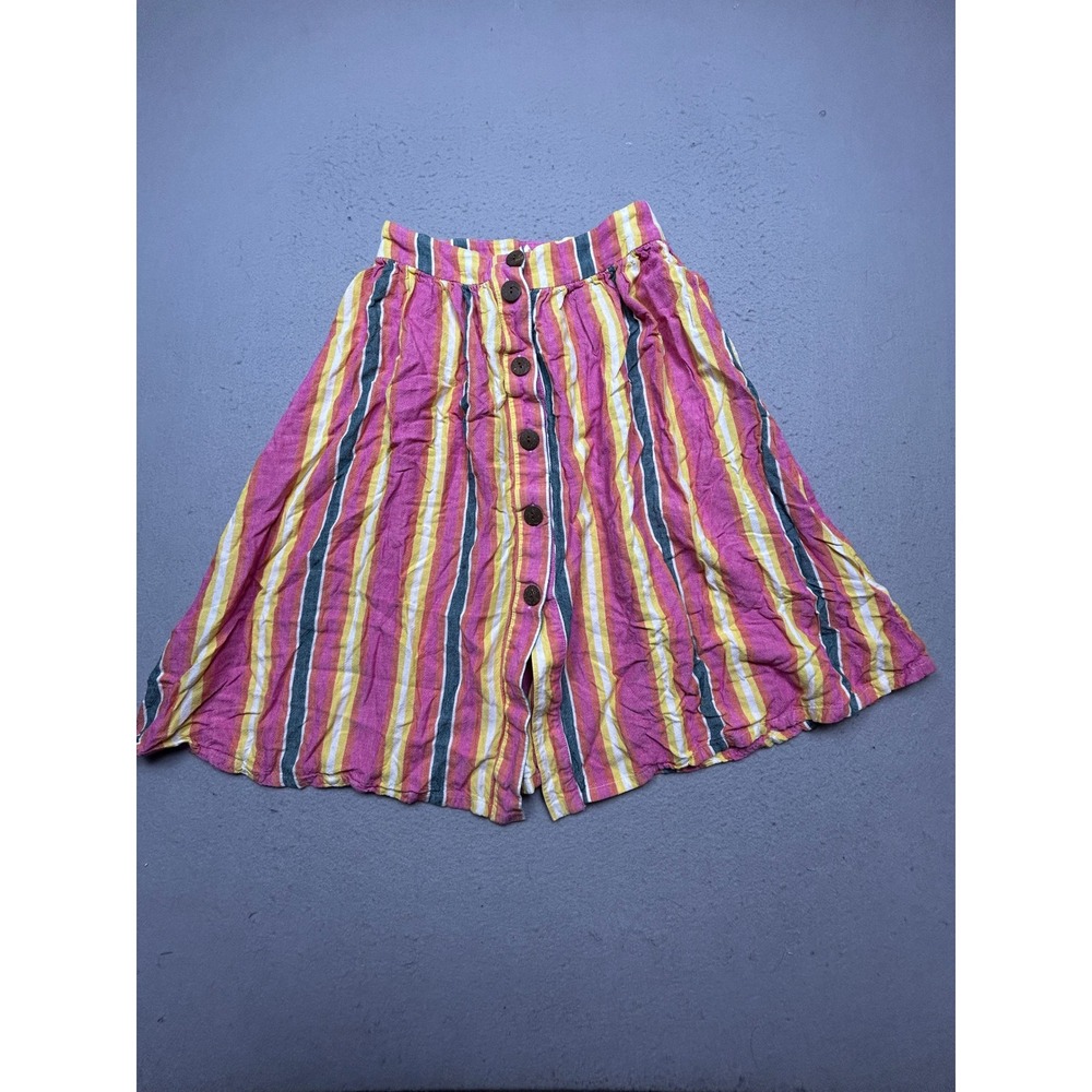BCBGeneration Skirt Rayon Linen Multi Stripe Size 2 Womens